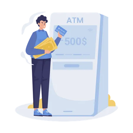 Withdraw cash at an ATM  Illustration