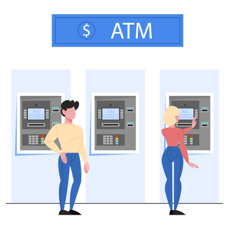 Withdraw cash from ATM machine  Illustration