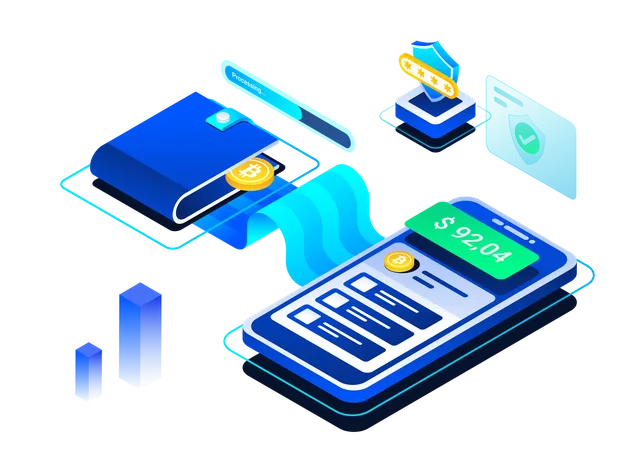 An Illustration Of Withdraw Crypto To Digital Wallet In Isometric Angle Illustration