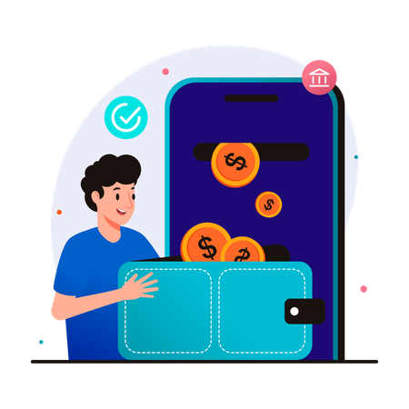 Withdraw money to wallet balance  Illustration