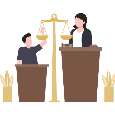 Witness is speaking in court  Illustration