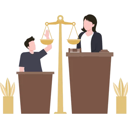 Witness is speaking in court  Illustration