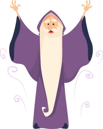 Le magicien porte une longue robe  Illustration