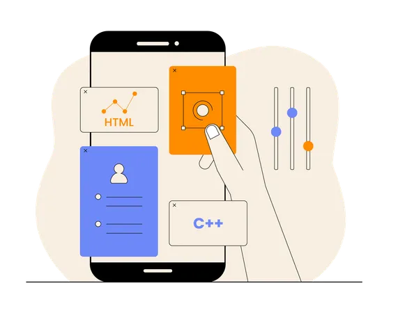 WMobile App-Codierung und -Analyse  Illustration