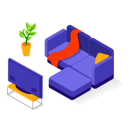 Wohnzimmer mit TV  Illustration