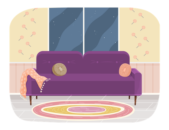 Wohnzimmer mit Sofa  Illustration