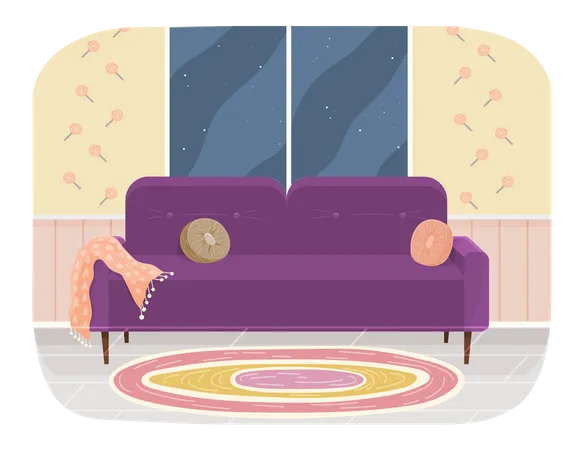 Wohnzimmer mit Sofa  Illustration