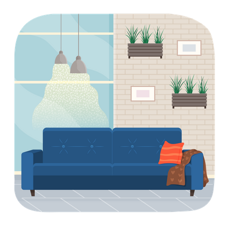 Wohnzimmer mit Sofa  Illustration