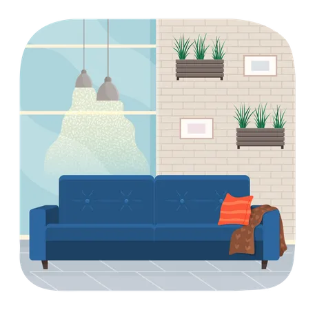 Wohnzimmer mit Sofa  Illustration