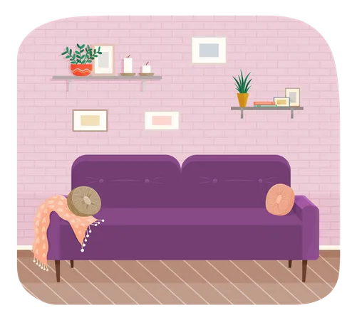 Wohnzimmer mit Sofa  Illustration