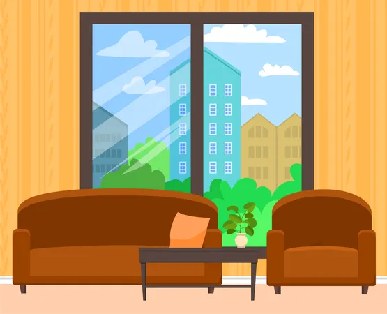 Wohnzimmer mit Sofa  Illustration