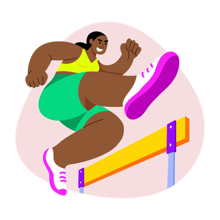 Woma doing hurdle jumping  Illustration