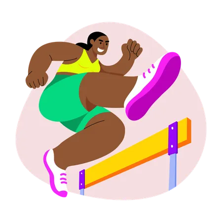 Woma doing hurdle jumping  Illustration