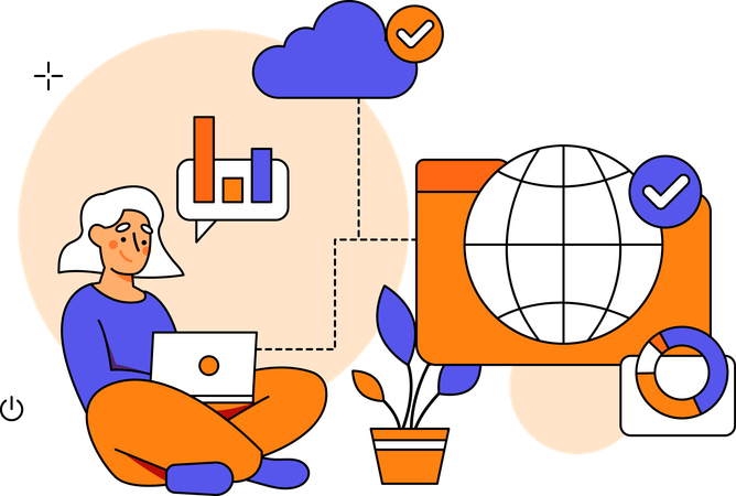 Woman Accessing SaasBased Applications  Illustration