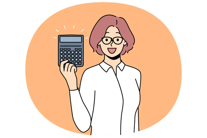 Woman accountant with calculator for professional calculating tax on company profits  Illustration
