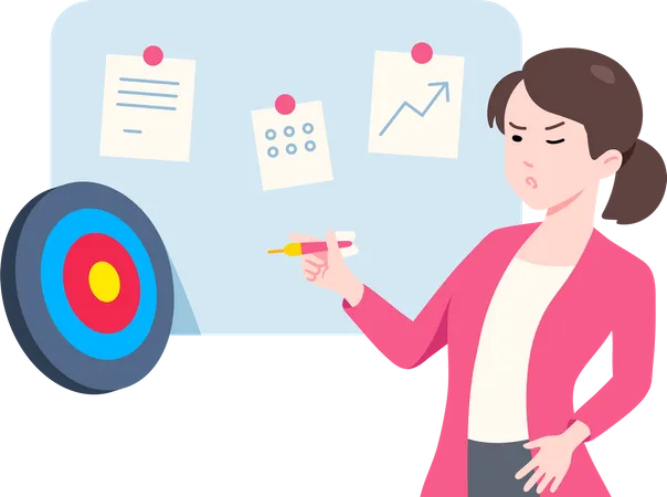 21 Female Entrepreneur Focus On Target Business Illustration Flat Illustration