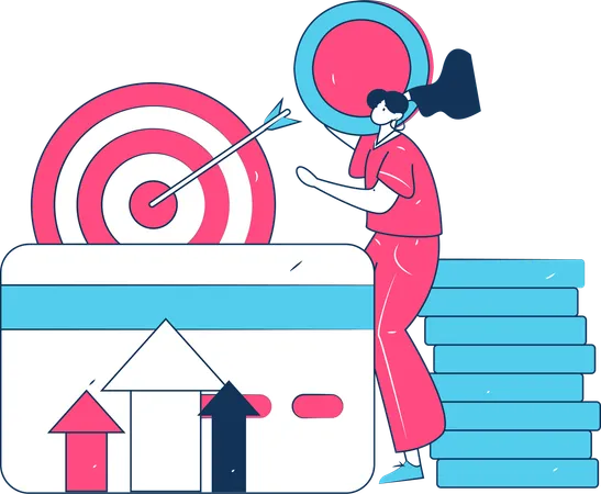 Woman achieving financial target  Illustration