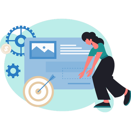 Woman achieving target  Illustration