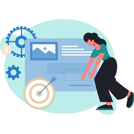 Woman achieving target  Illustration