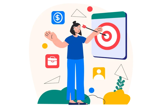 Woman achieving target  Illustration