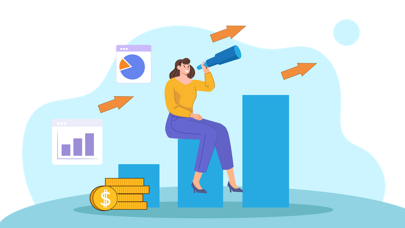 Woman achieving target  Illustration