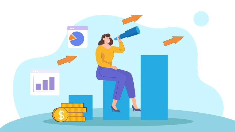 Woman achieving target  Illustration