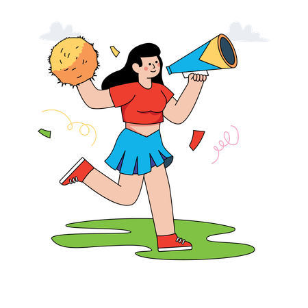 Woman acting as cheer girl  Illustration