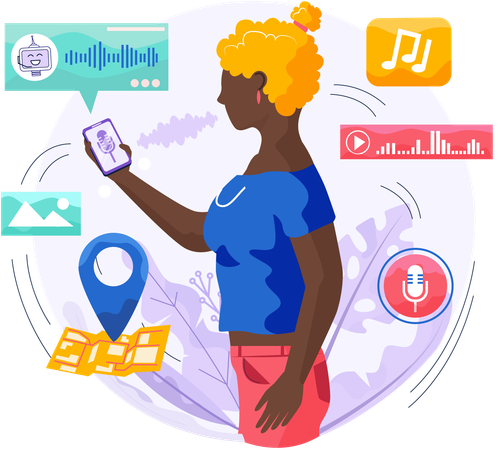 Woman activated voice assistants  Illustration