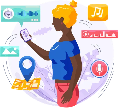 Woman activated voice assistants  Illustration