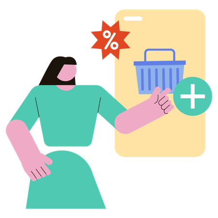 Woman add items in wish list  Illustration