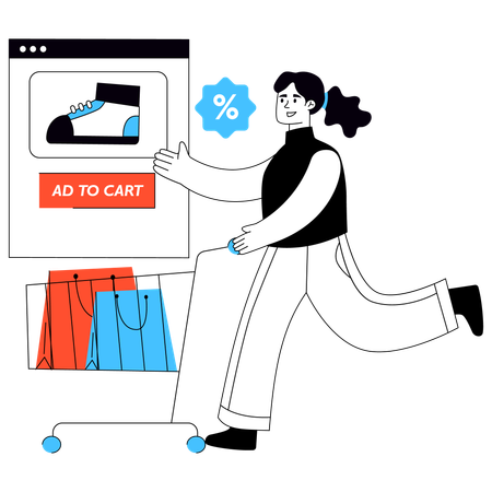 Woman add products in Add to Cart  Illustration