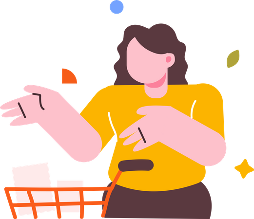 Woman adding product to cart  Illustration
