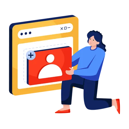 Woman Adds friend from social media  Illustration