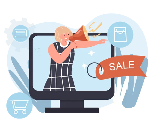 Woman Advertising For Sale  Illustration