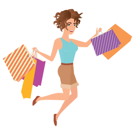 Woman After Shopping  Illustration