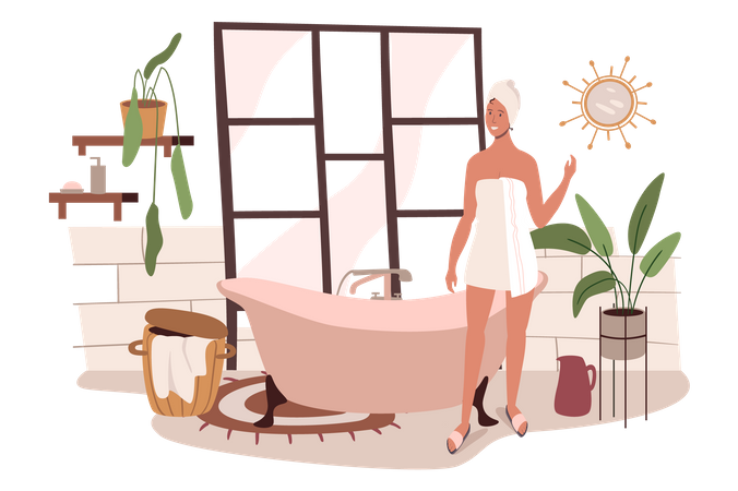 Woman After Shower  Illustration