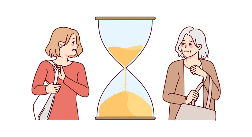 Woman age timing  Illustration