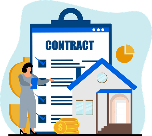 Woman agree home contract  Illustration