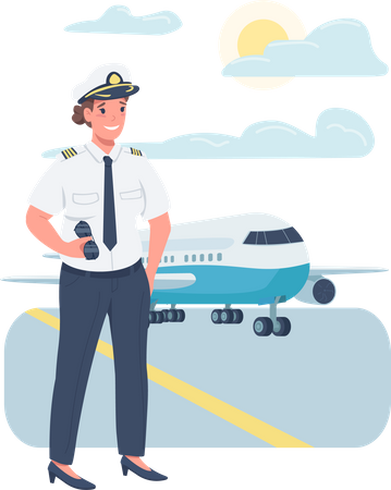 Woman airplane pilot Illustration