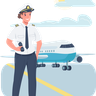 illustrations of woman airplane pilot