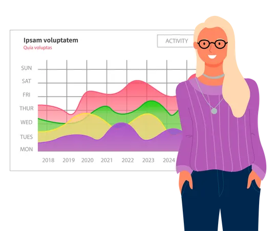 Woman analyses digital Chart  Illustration