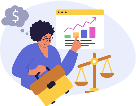 Woman analysing business data  Illustration