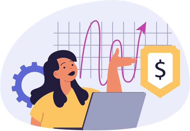 Woman analysing business graph  Illustration