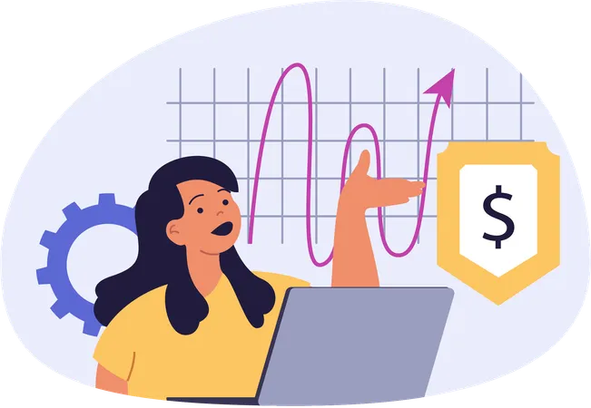 Woman analysing business graph  Illustration