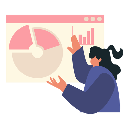 Woman analysing business market  Illustration