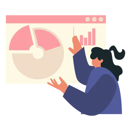 Woman analysing business market  Illustration