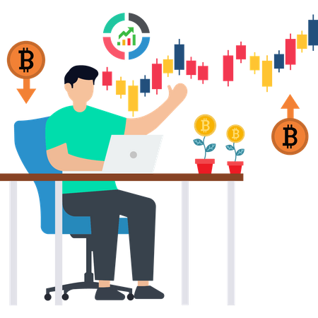 Woman analysis on Crypto Investment  Illustration