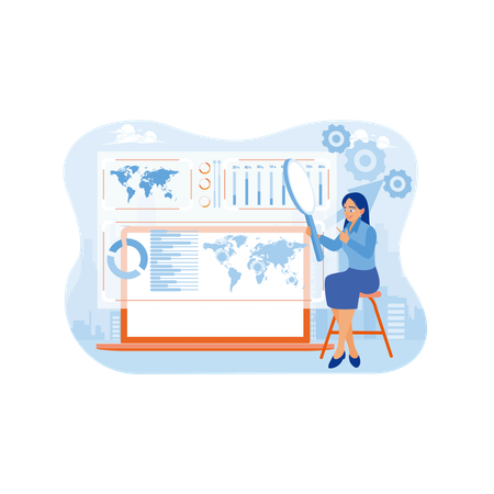 Woman analyze business data  Illustration