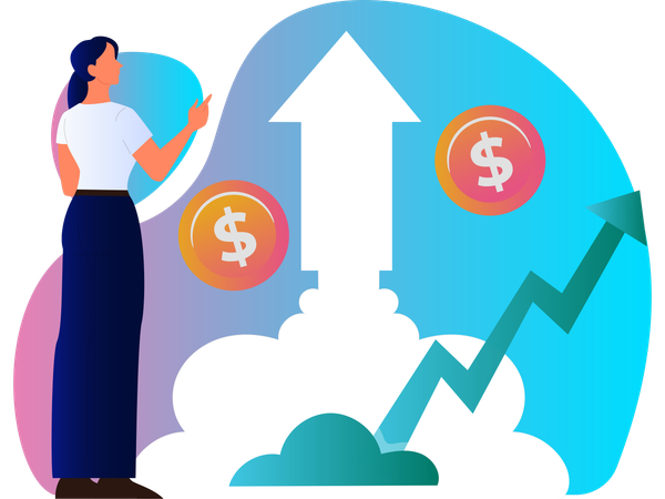 Woman Analyze Business Growth  Illustration