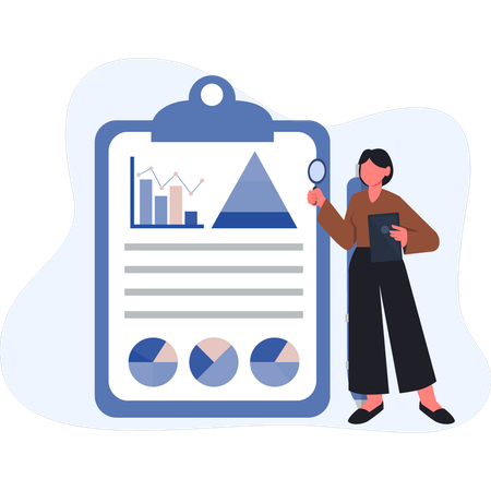 Woman analyze business report  Illustration